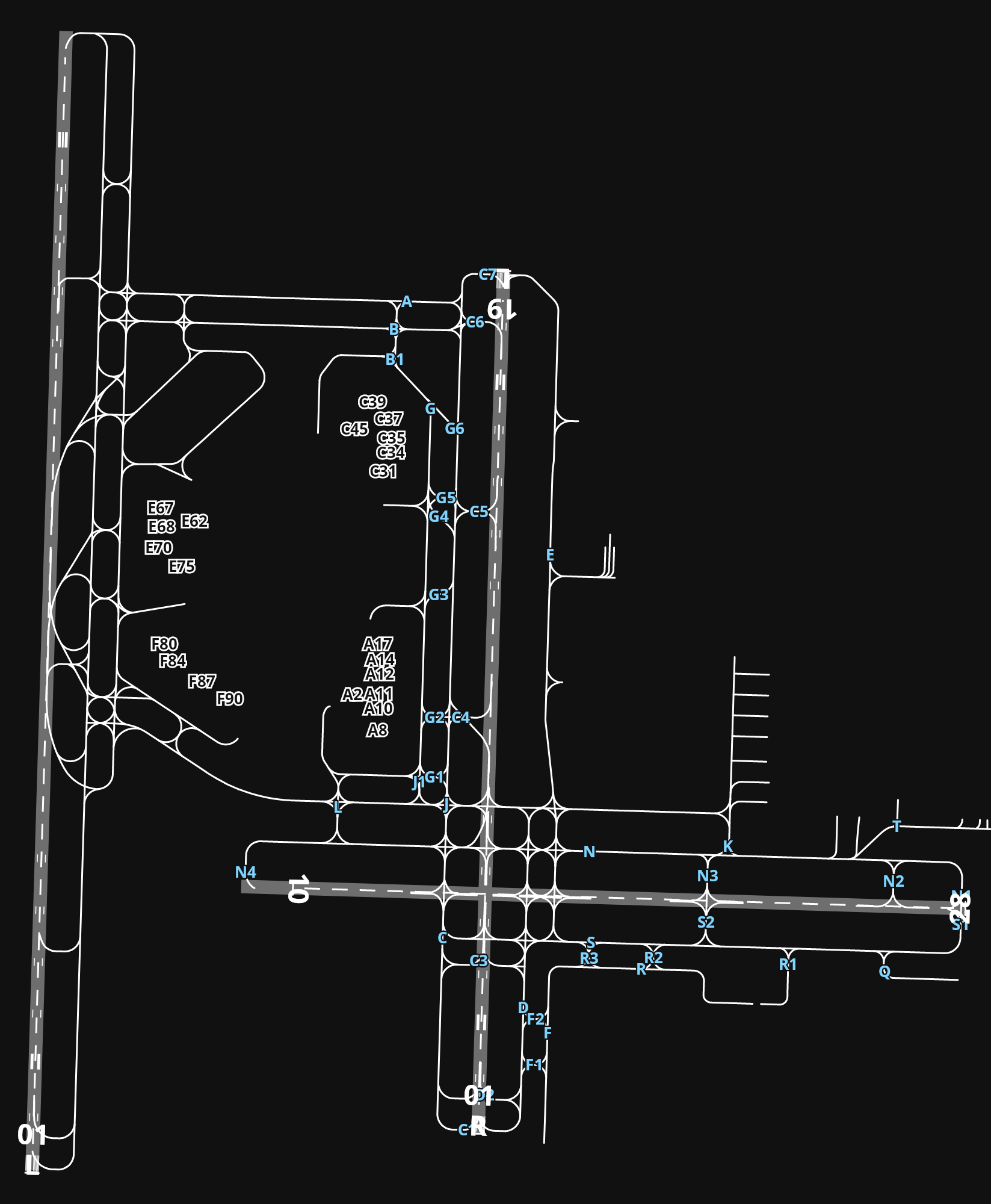 KTPA Tampa International Airport airport diagram — runways, taxiways and parking stands