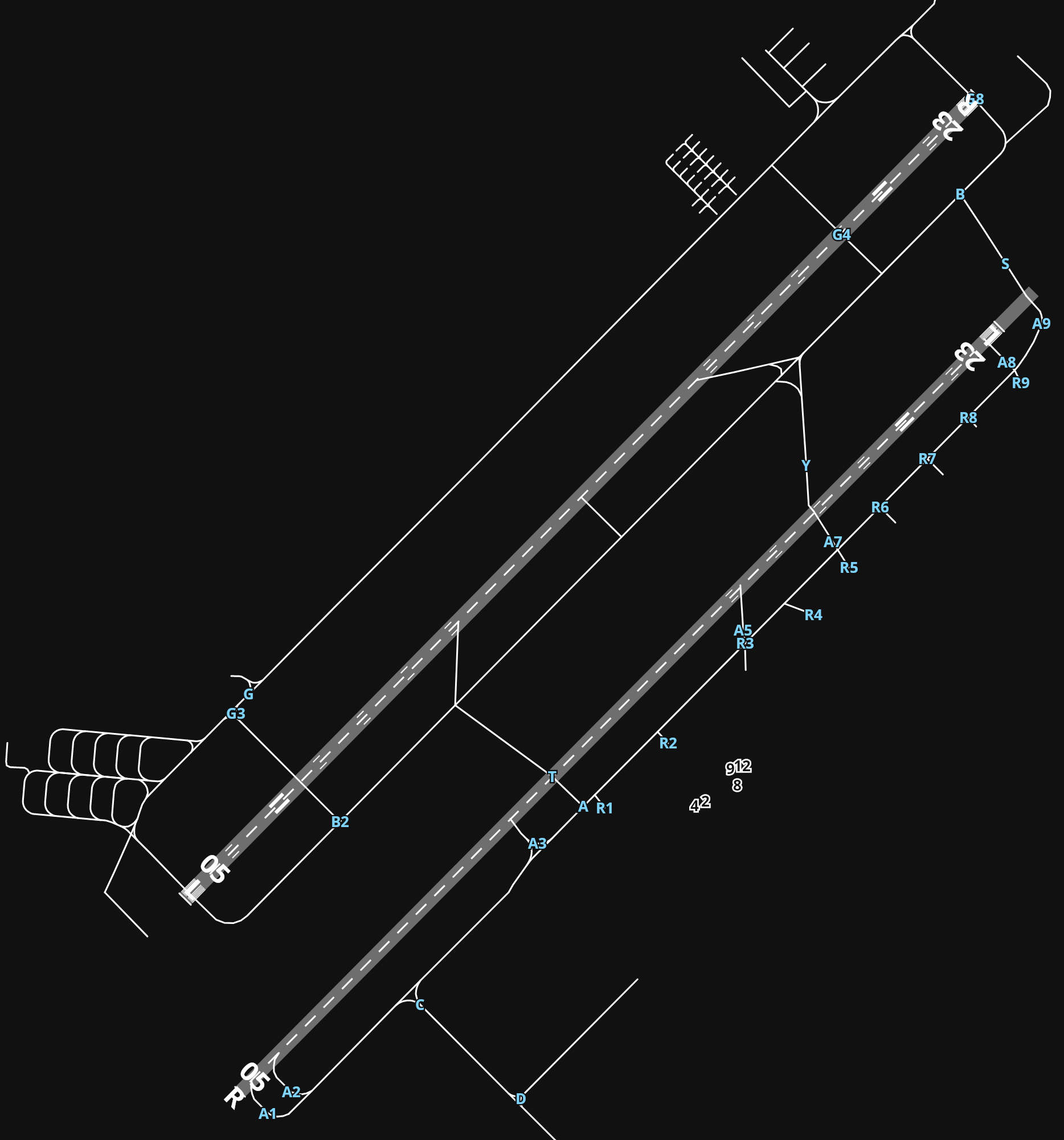 KTYS McGhee Tyson Airport airport diagram — runways, taxiways and parking stands