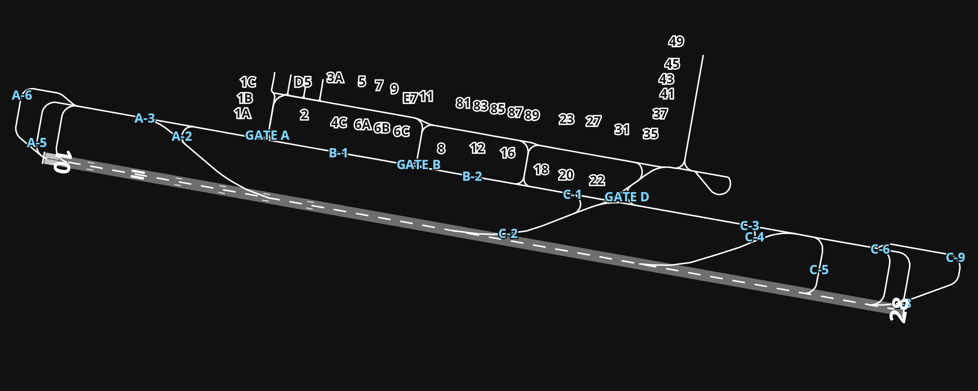 LEAL Alicante-Elche Miguel Hernández Airport airport diagram — runways, taxiways and parking stands