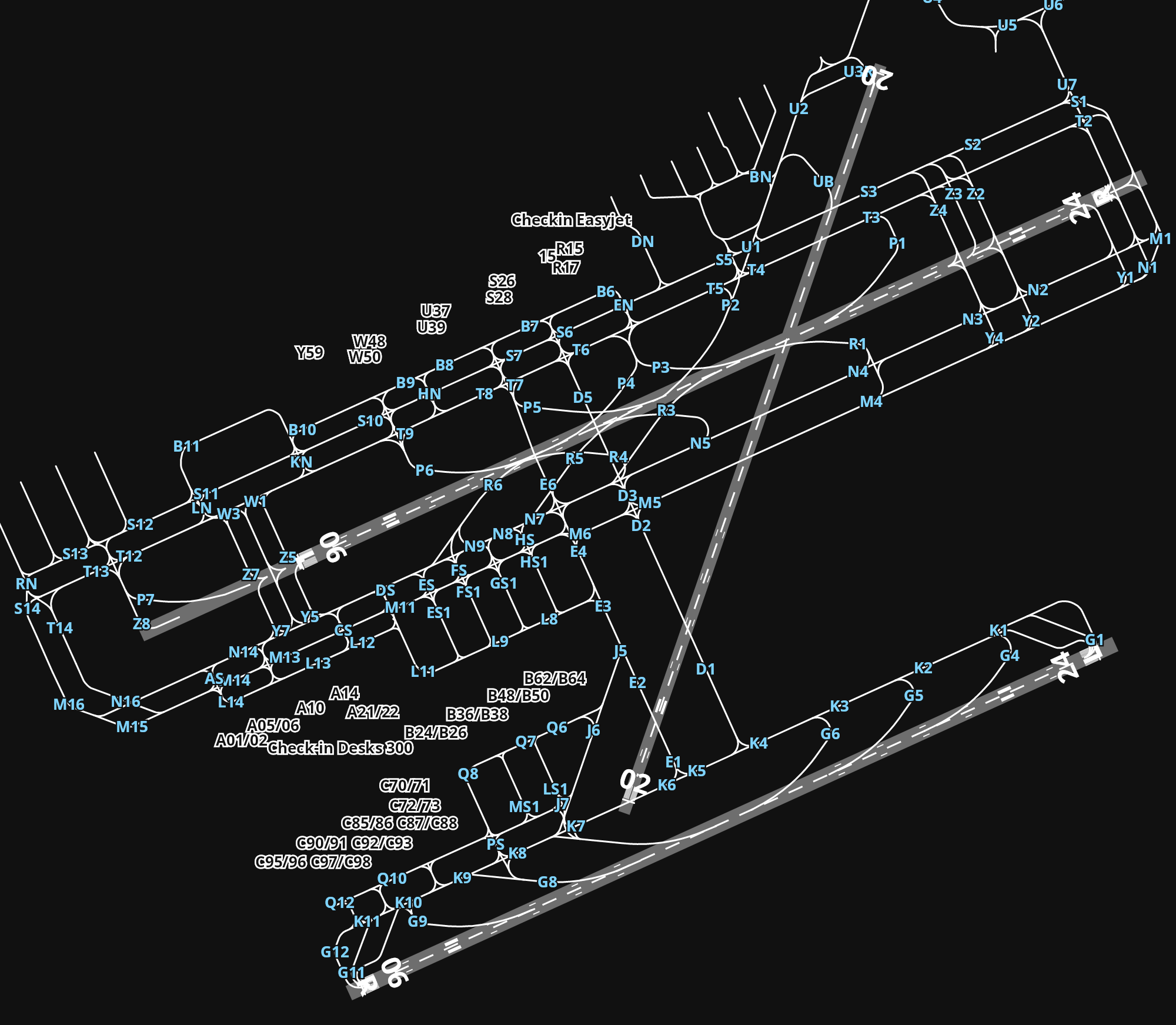LEBL Josep Tarradellas Barcelona-El Prat Airport airport diagram — runways, taxiways and parking stands