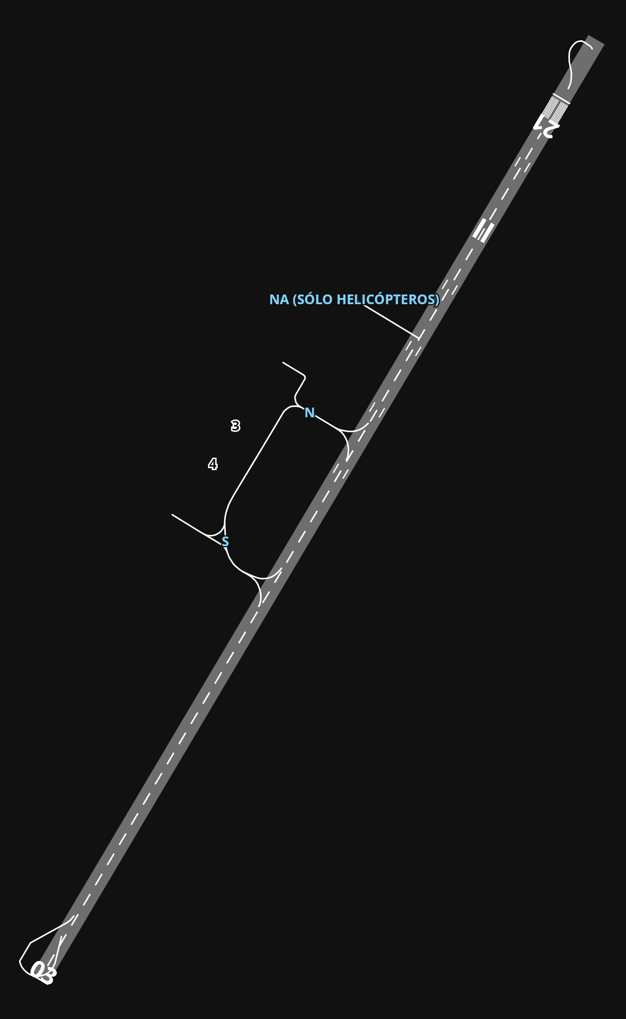 LECO A Coruña Airport airport diagram — runways, taxiways and parking stands