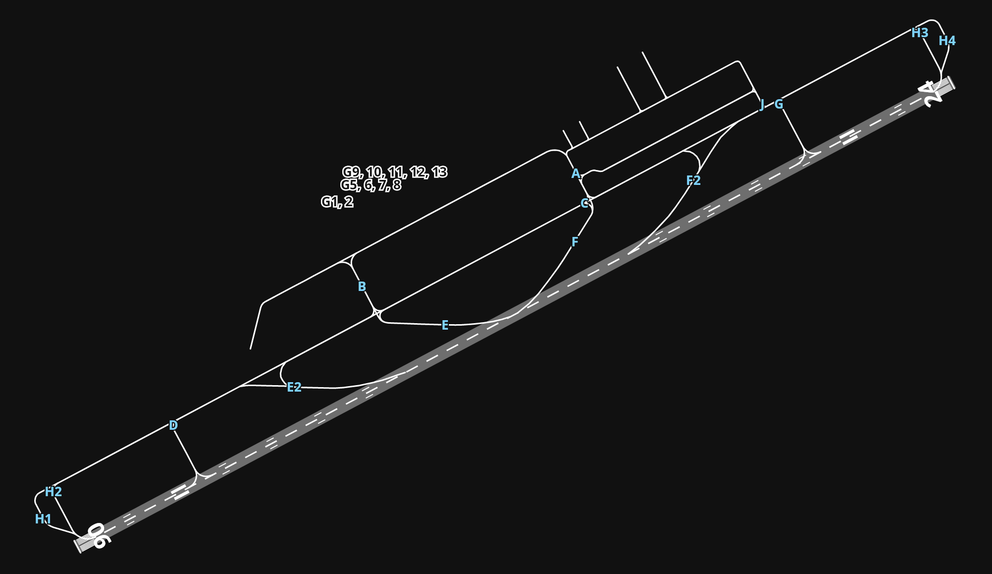 LEIB Ibiza Airport airport diagram — runways, taxiways and parking stands