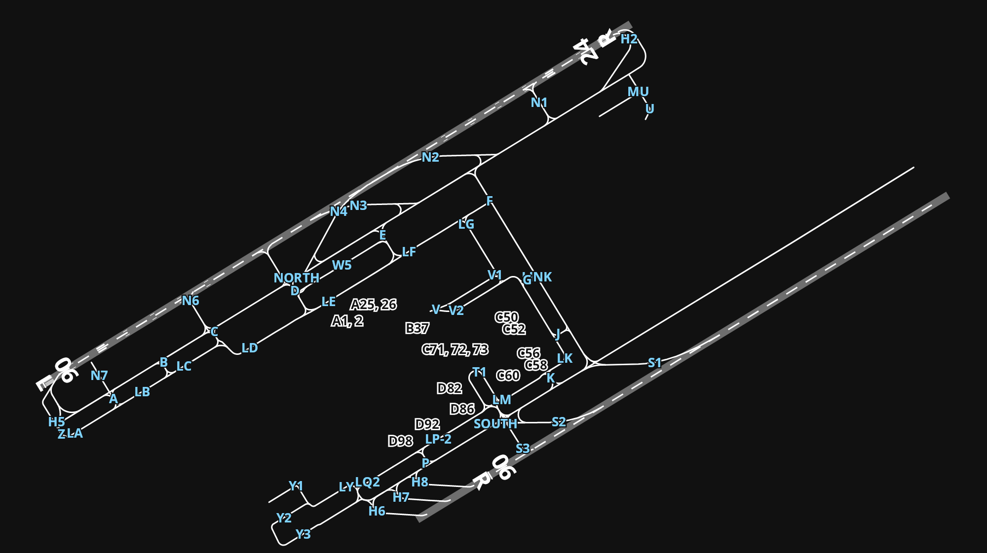 LEPA Palma de Mallorca Airport airport diagram — runways, taxiways and parking stands