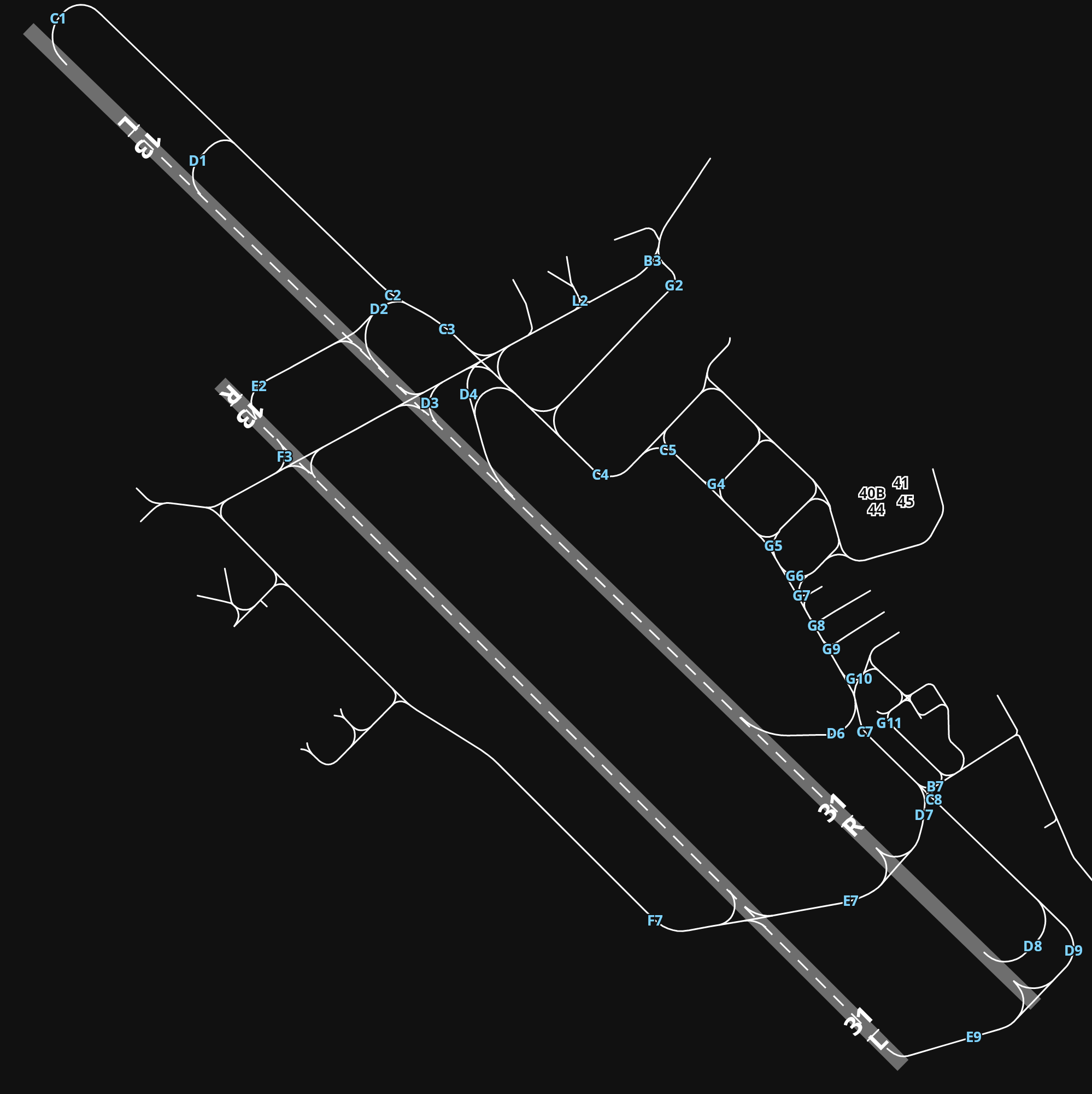 LFML Marseille Provence Airport airport diagram — runways, taxiways and parking stands