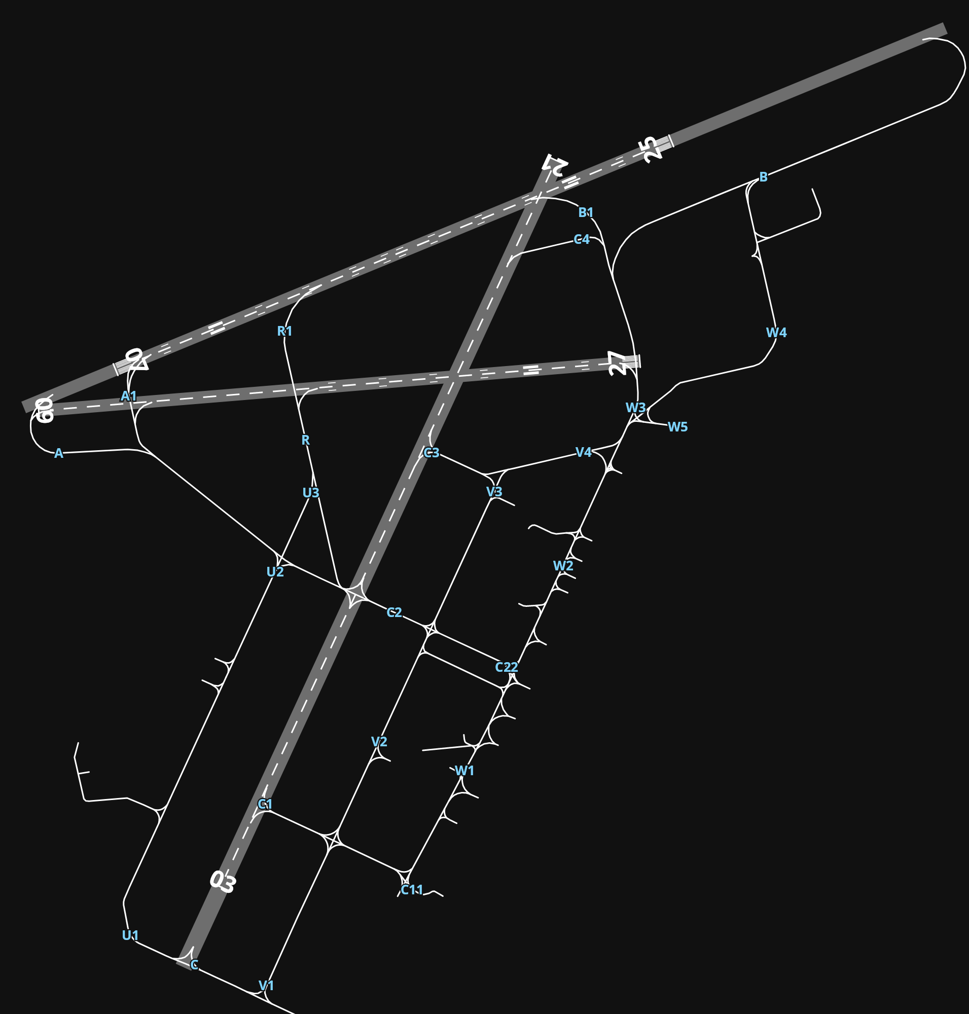 LFPB Paris-Le Bourget Airport airport diagram — runways, taxiways and parking stands