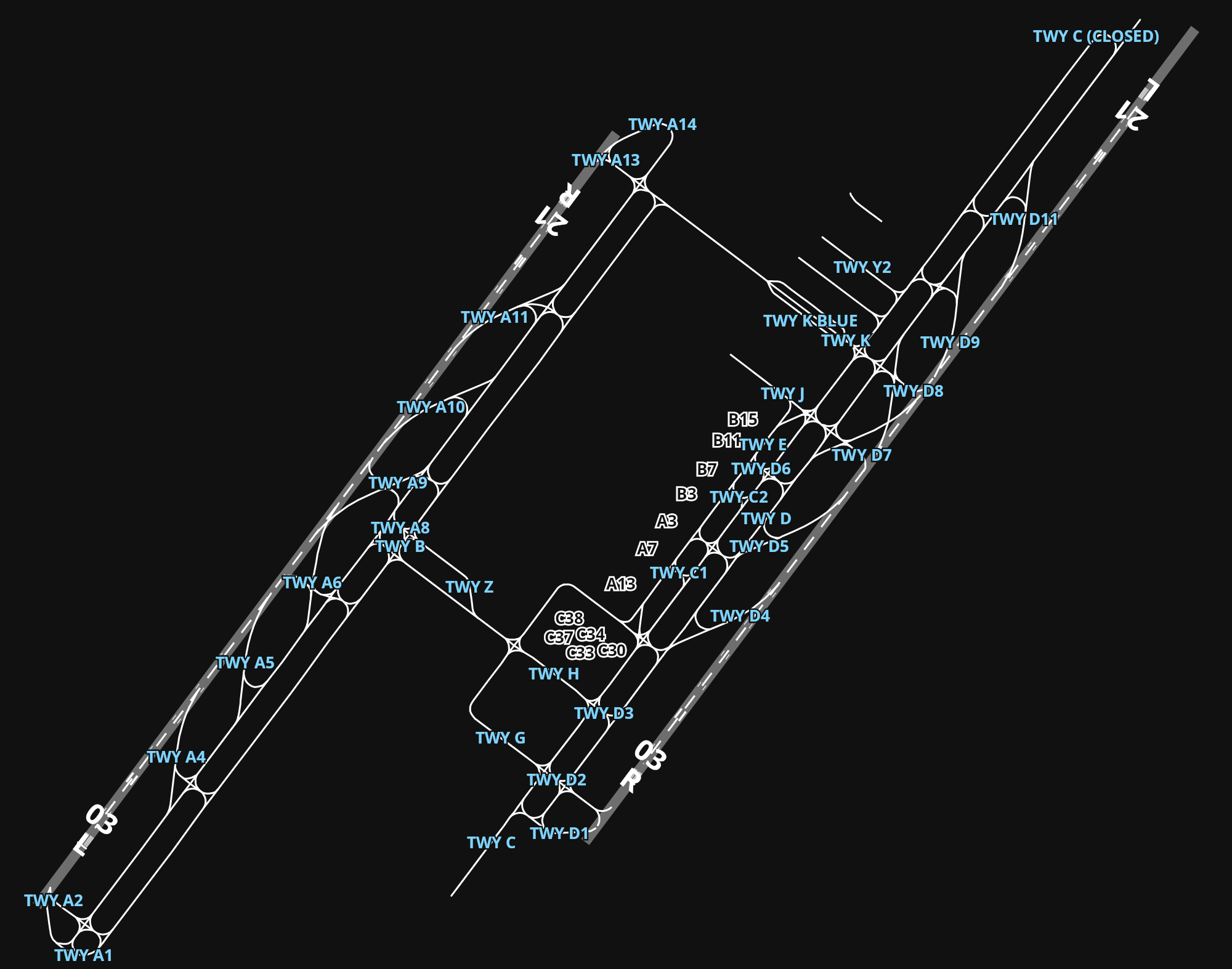 LGAV Athens Eleftherios Venizelos International Airport airport diagram — runways, taxiways and parking stands