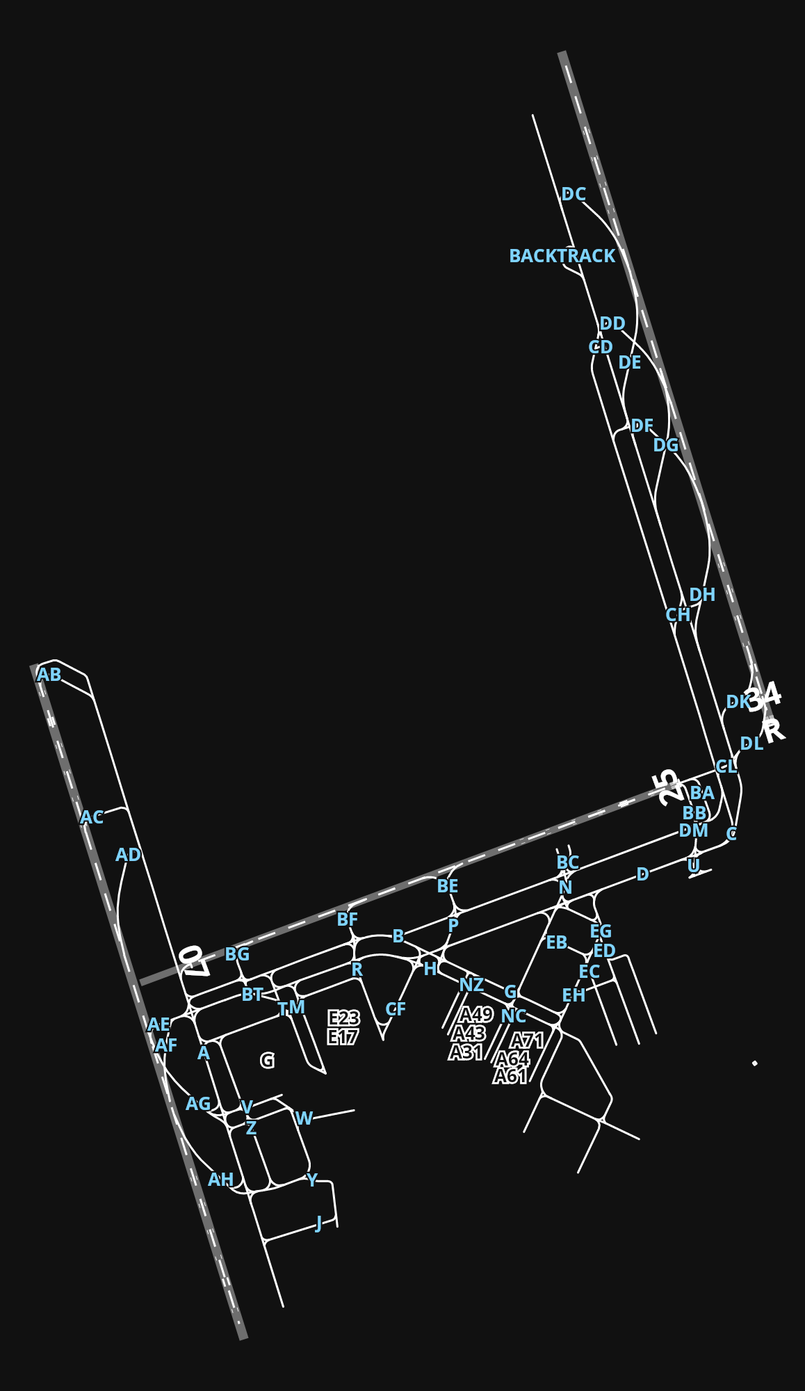 LIRF Rome–Fiumicino Leonardo da Vinci International Airport airport diagram — runways, taxiways and parking stands