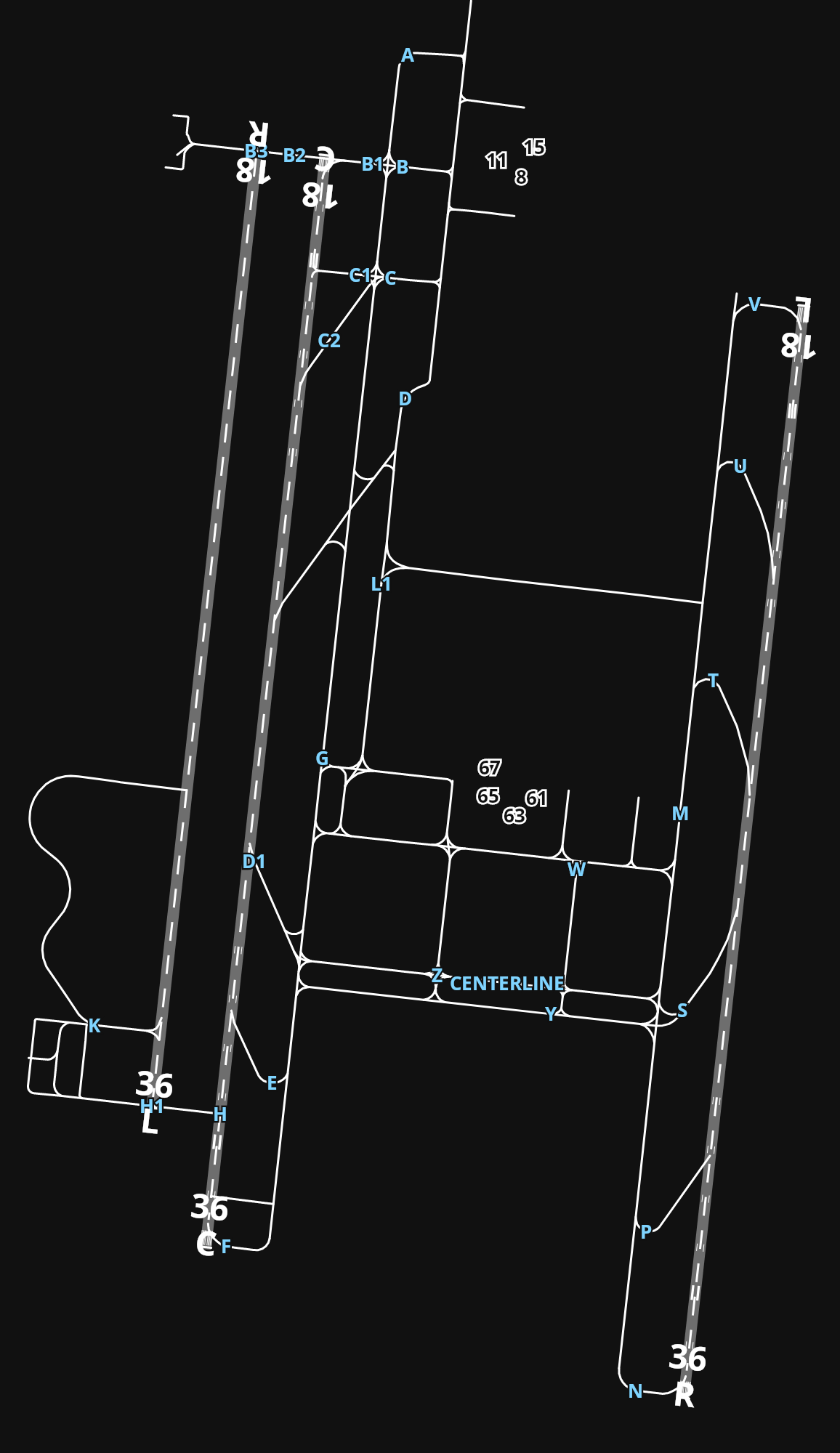 LTAI Antalya International Airport airport diagram — runways, taxiways and parking stands