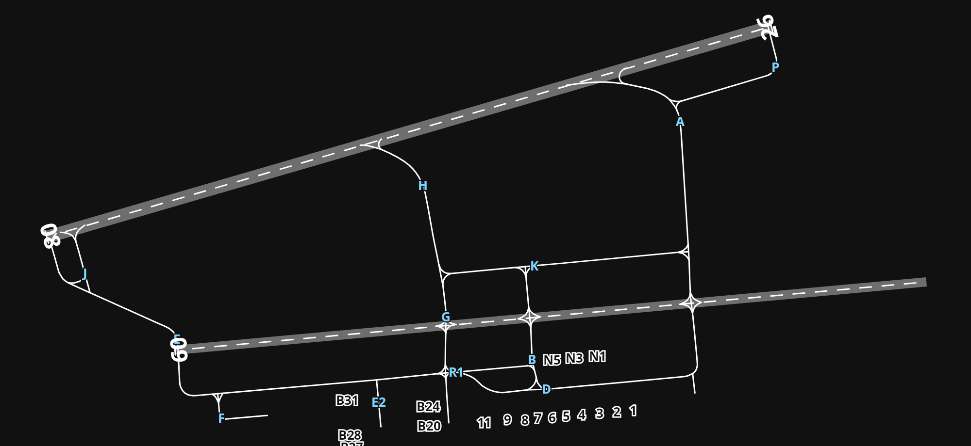 MDPC Punta Cana International Airport airport diagram — runways, taxiways and parking stands