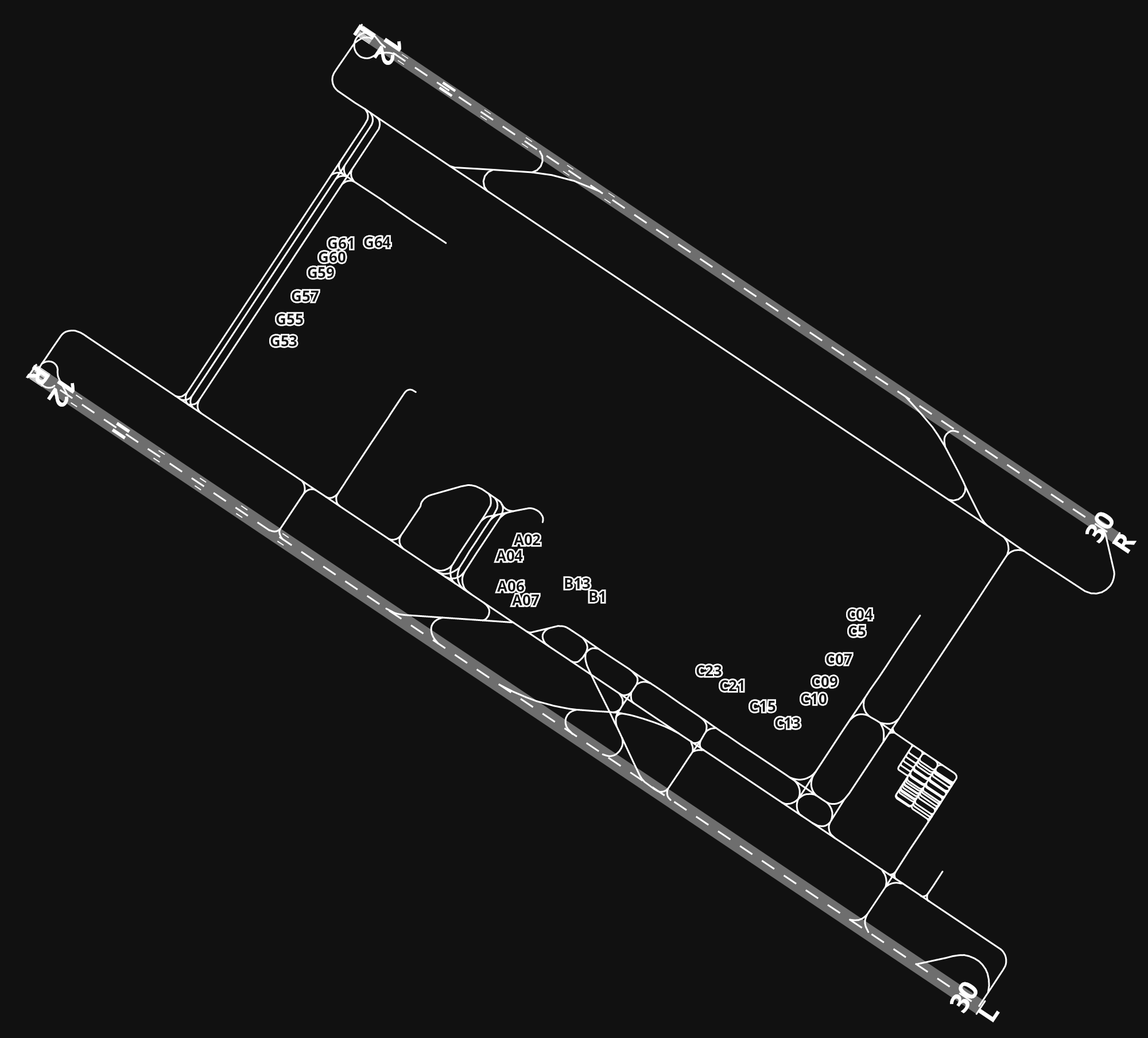 MMUN Aeropuerto Internacional de Cancún airport diagram — runways, taxiways and parking stands