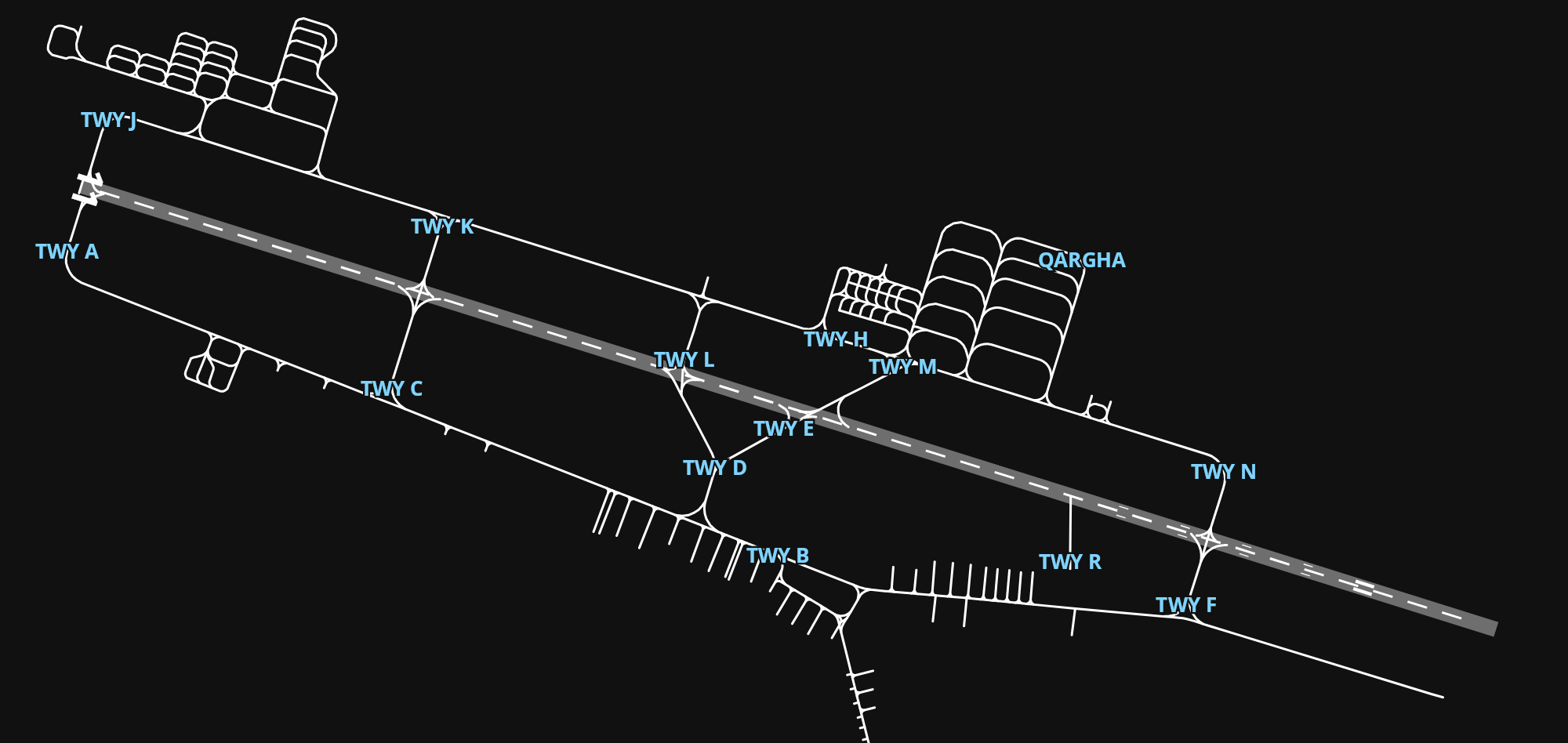 OAKB Kabul International Airport airport diagram — runways, taxiways and parking stands