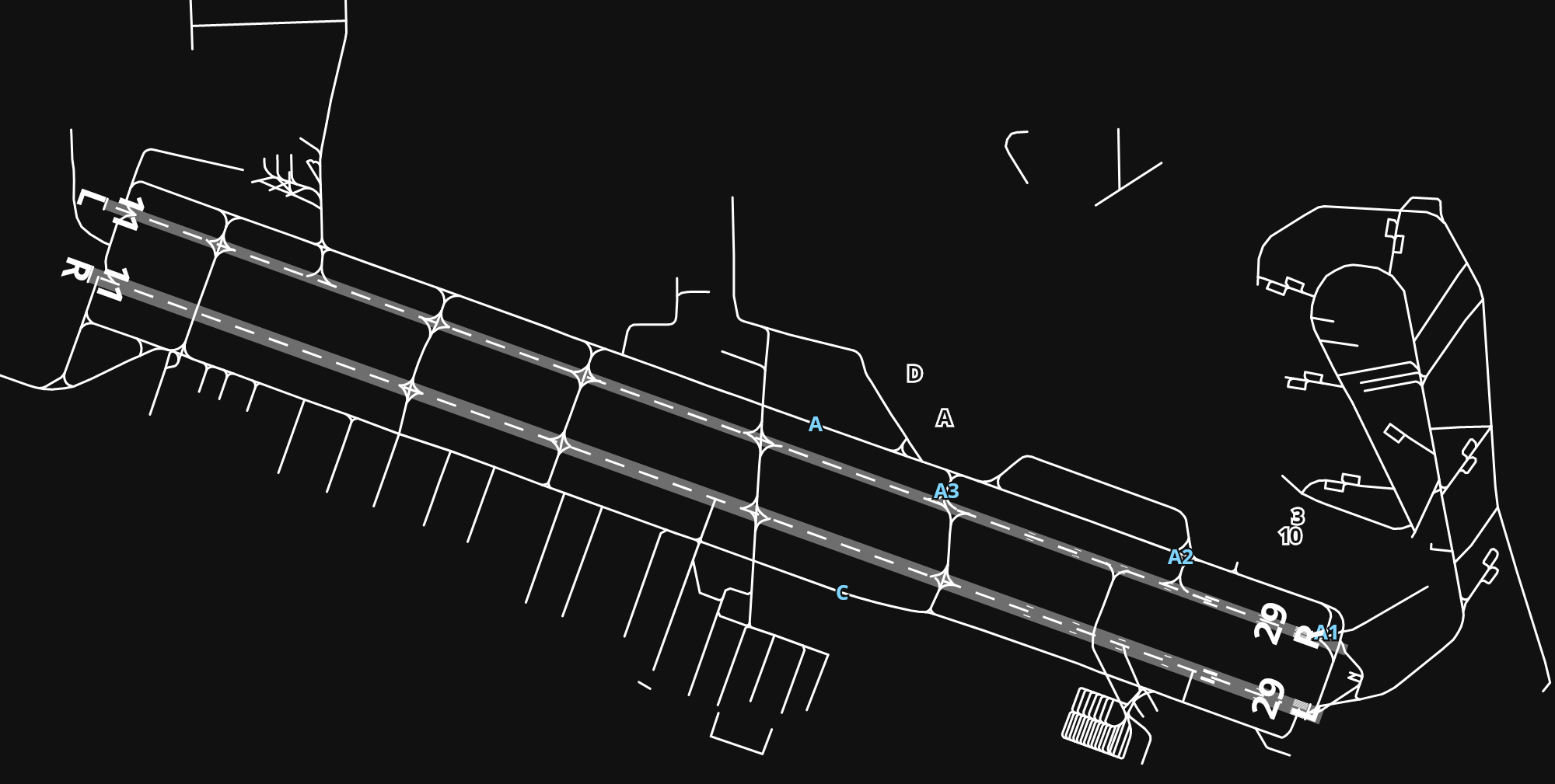 OIII Mehrabad International Airport airport diagram — runways, taxiways and parking stands