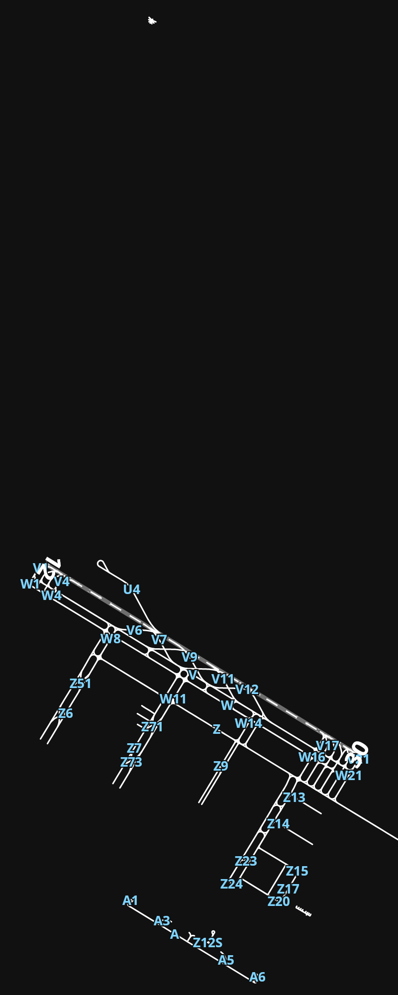 OMDW Al Maktoum International Airport airport diagram — runways, taxiways and parking stands