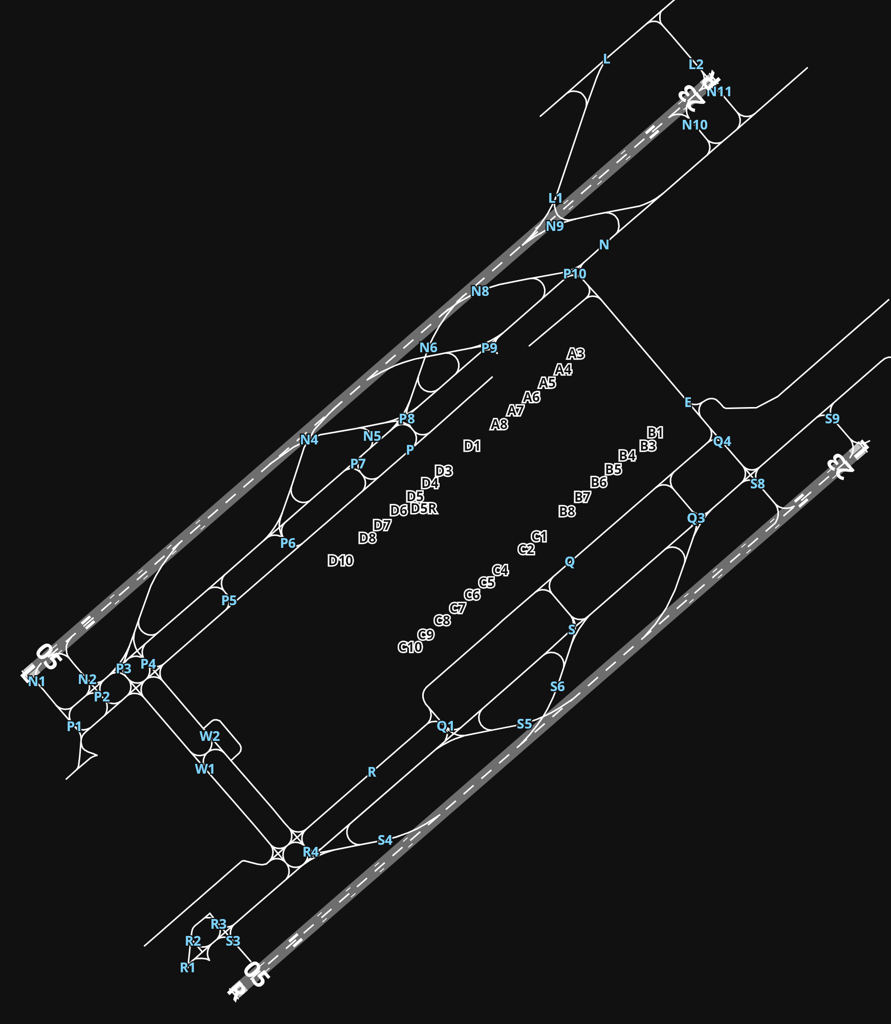RCTP Taiwan Taoyuan International Airport airport diagram — runways, taxiways and parking stands