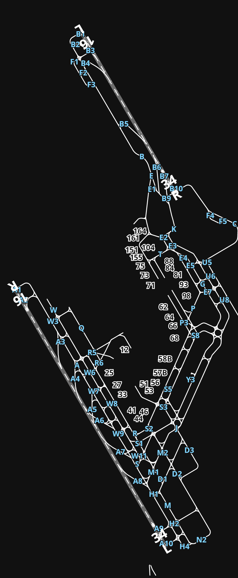 RJAA Narita International Airport airport diagram — runways, taxiways and parking stands