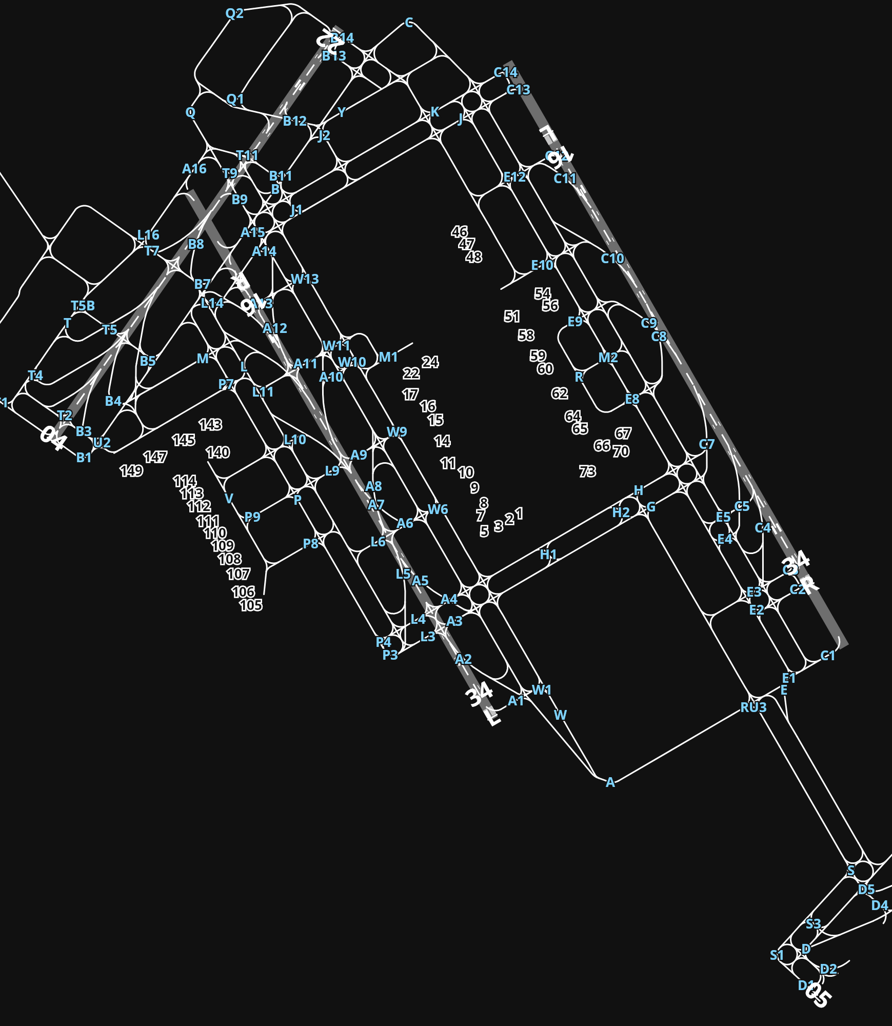 RJTT Tokyo Haneda International Airport airport diagram — runways, taxiways and parking stands
