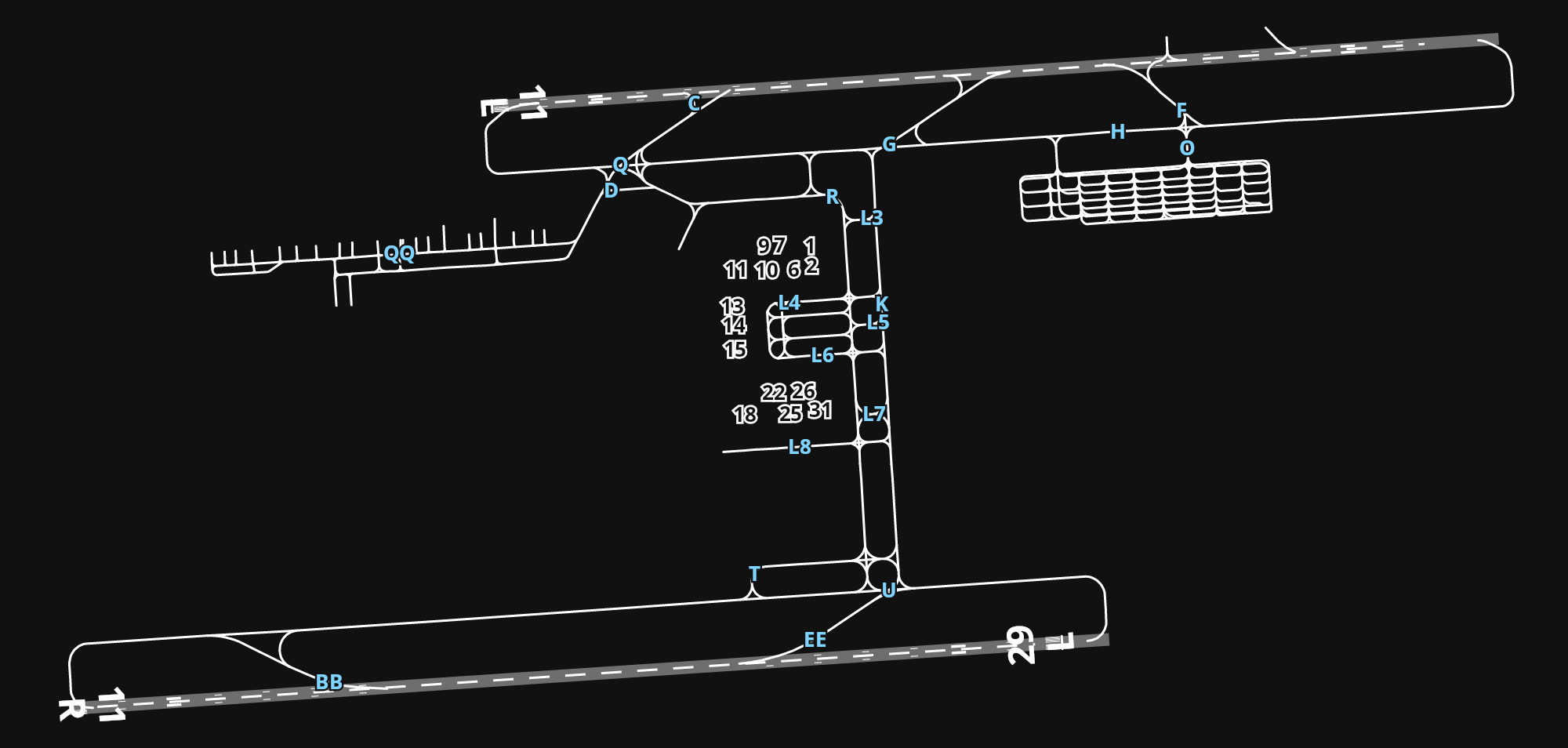 SBBR Presidente Juscelino Kubitschek International Airport airport diagram — runways, taxiways and parking stands