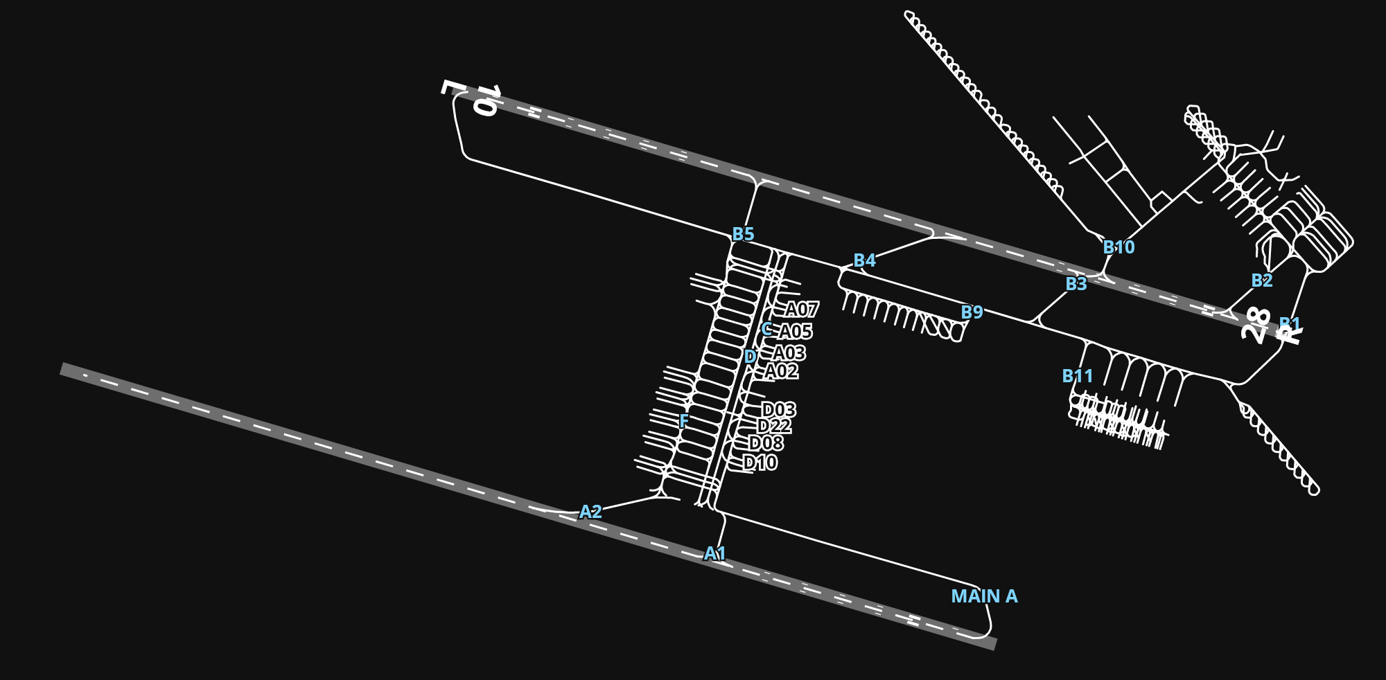 ULLI Pulkovo Airport airport diagram — runways, taxiways and parking stands