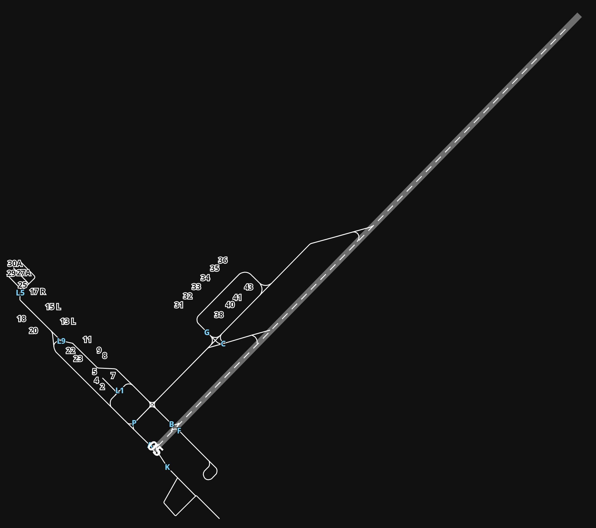 VAAH Sardar Vallabh Bhai Patel International Airport airport diagram — runways, taxiways and parking stands