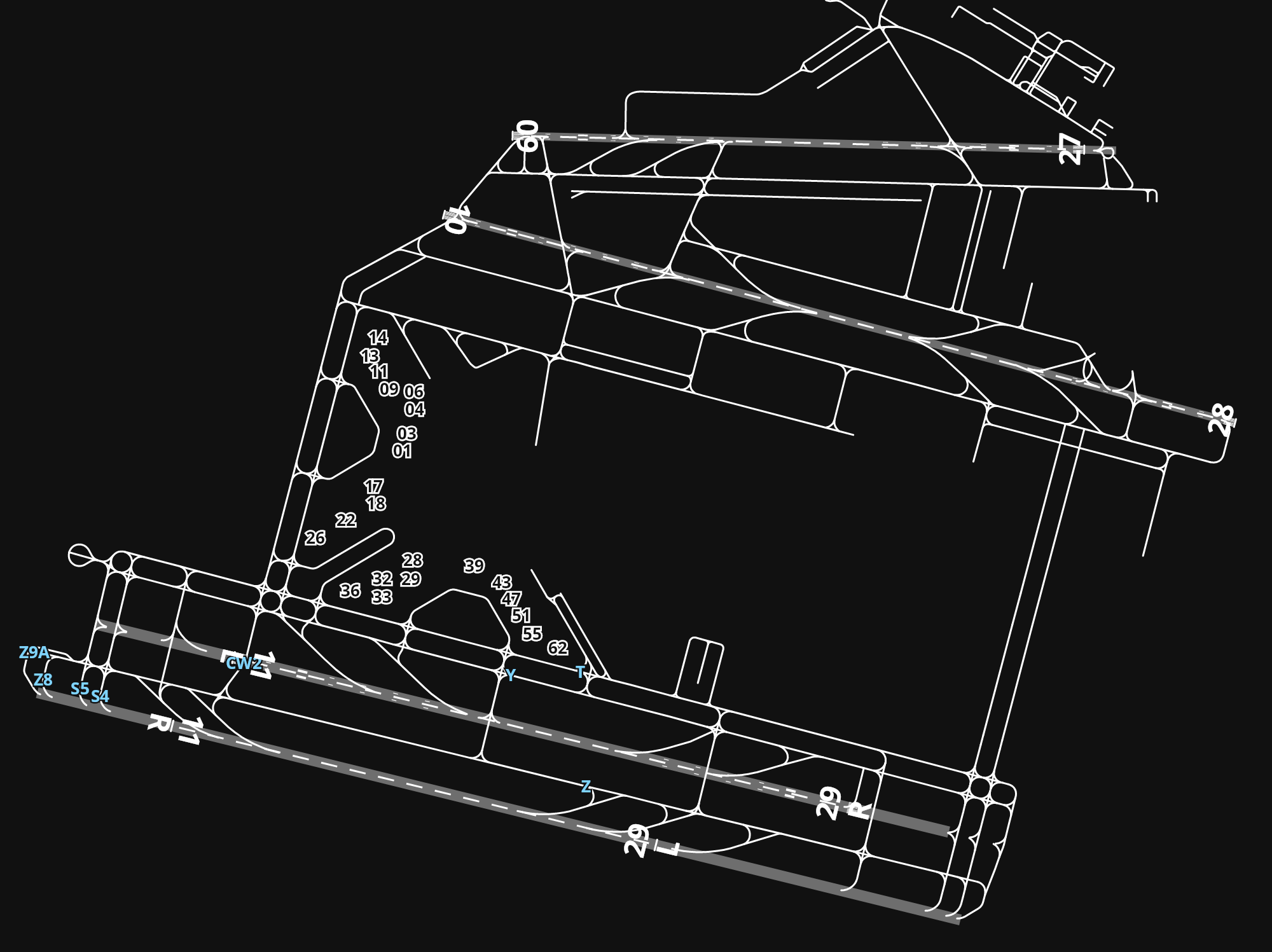 VIDP Indira Gandhi International Airport airport diagram — runways, taxiways and parking stands