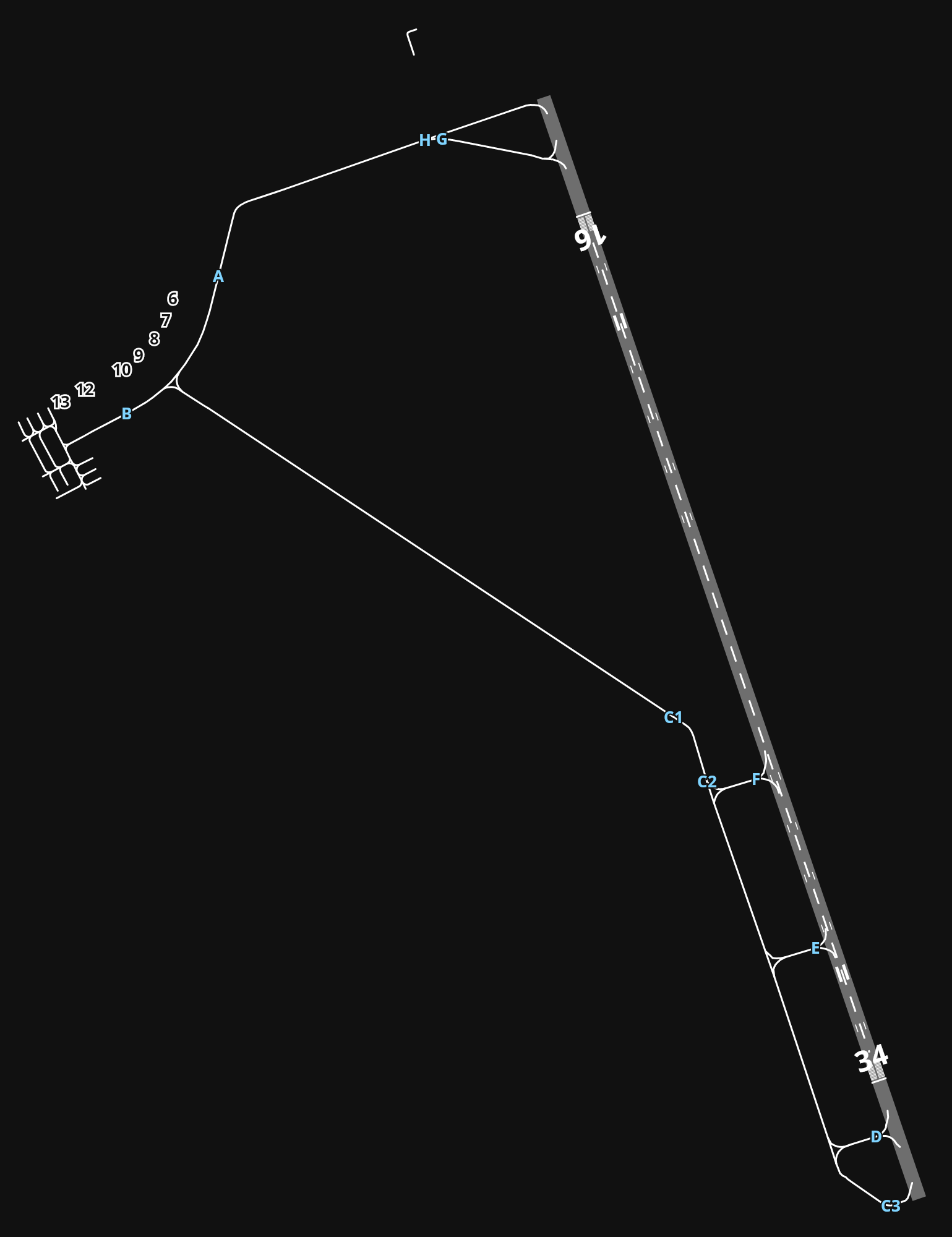 VMMC Macau International Airport airport diagram — runways, taxiways and parking stands