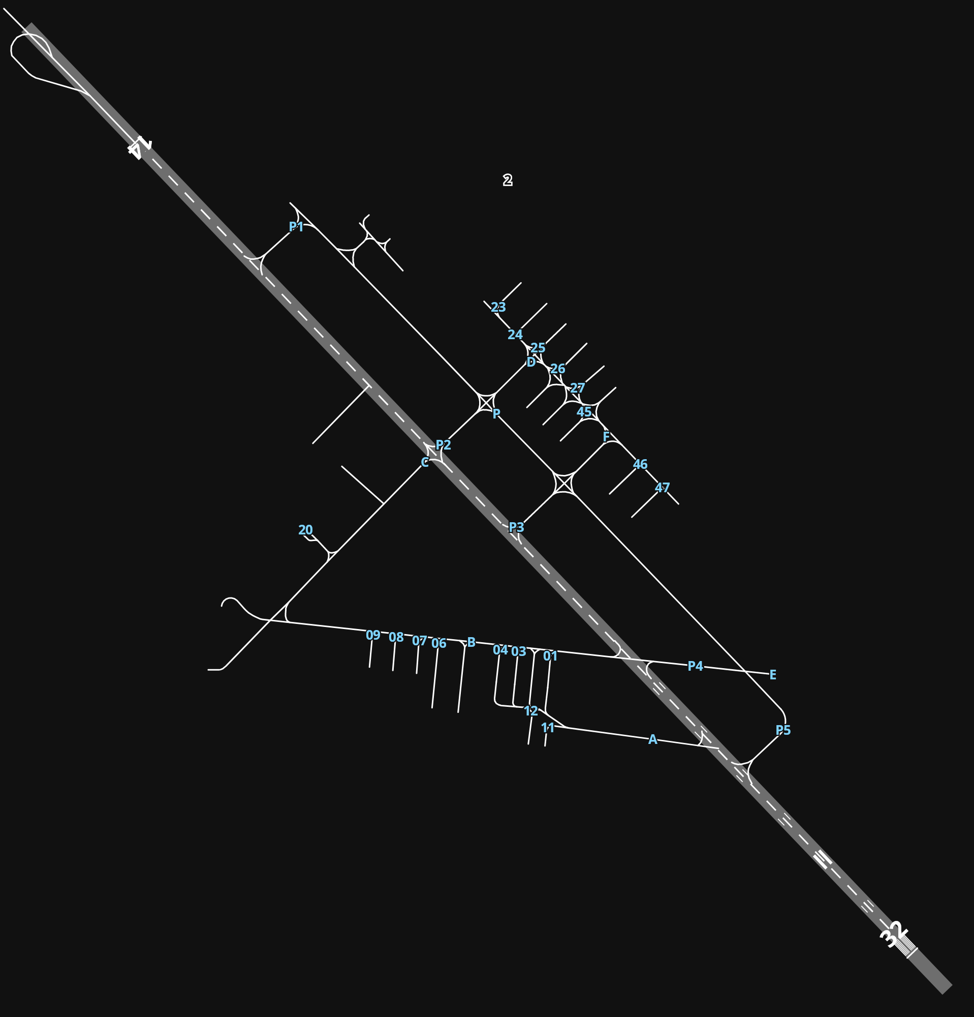 VOTV Thiruvananthapuram International Airport airport diagram — runways, taxiways and parking stands