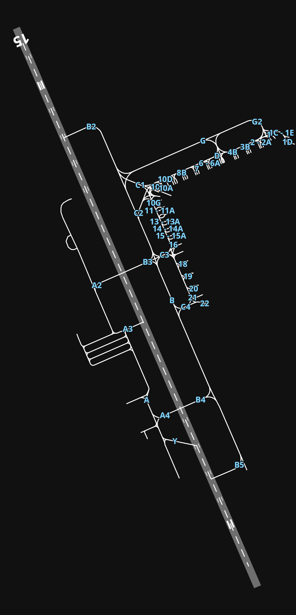 YBCS Cairns International Airport airport diagram — runways, taxiways and parking stands