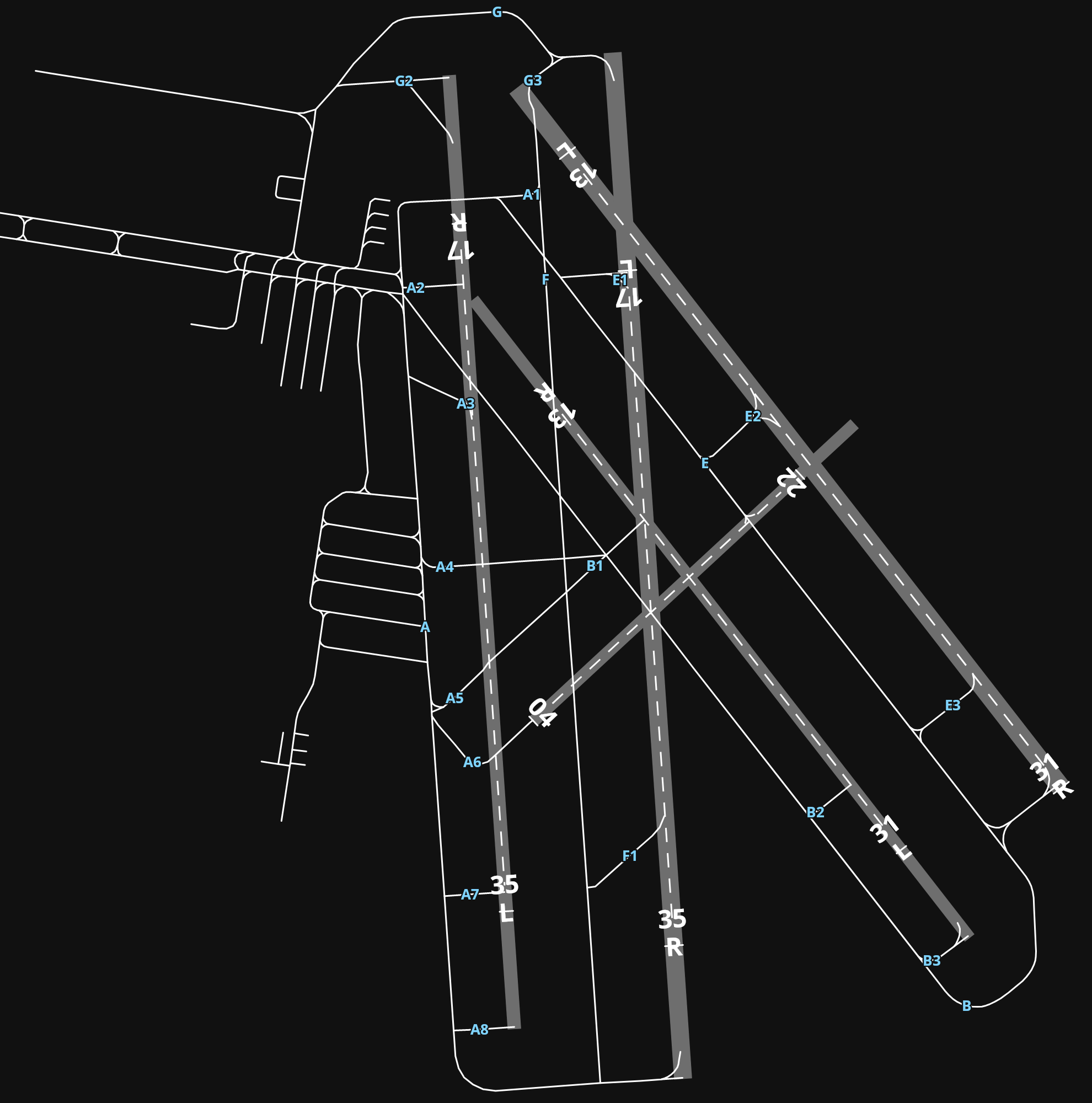 YMMB Melbourne Moorabbin Airport airport diagram — runways, taxiways and parking stands