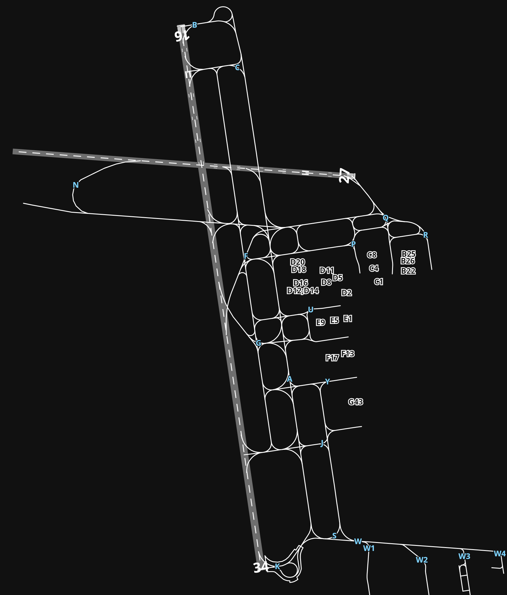 YMML Melbourne International Airport airport diagram — runways, taxiways and parking stands