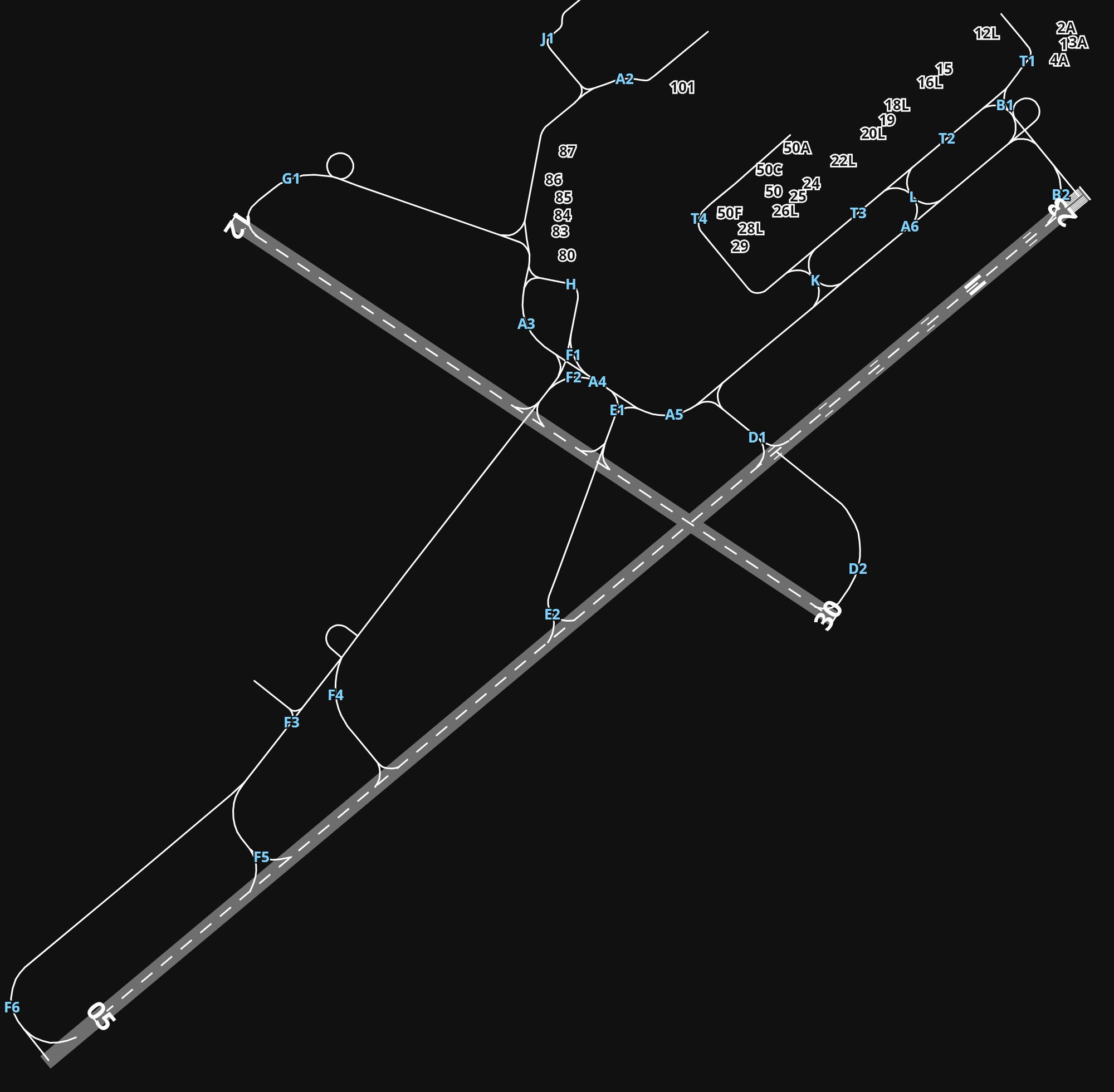 YPAD Adelaide International Airport airport diagram — runways, taxiways and parking stands