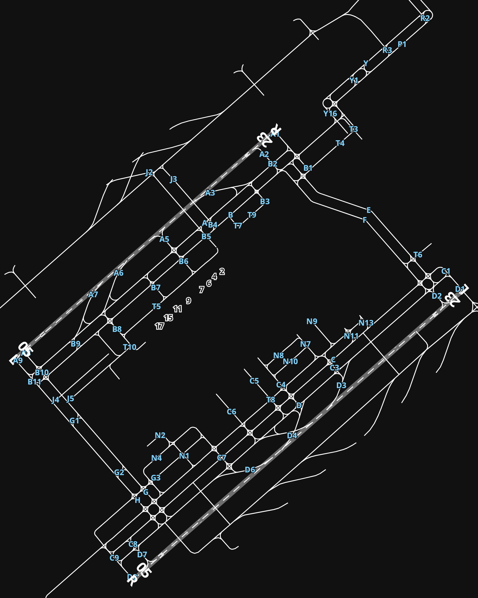 ZLXY Xi'an Xianyang International Airport airport diagram — runways, taxiways and parking stands