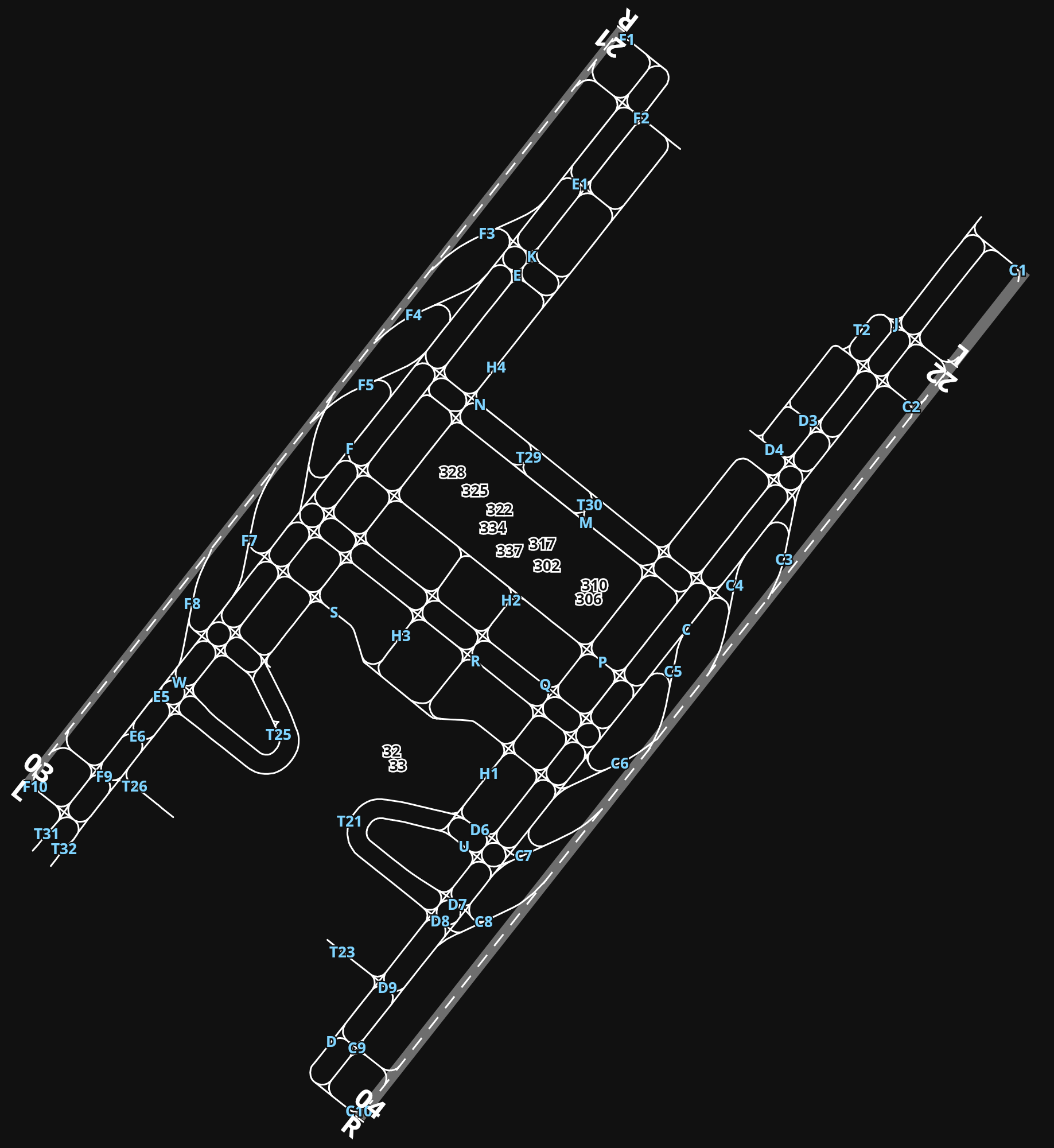 ZPPP Kunming Changshui International Airport airport diagram — runways, taxiways and parking stands