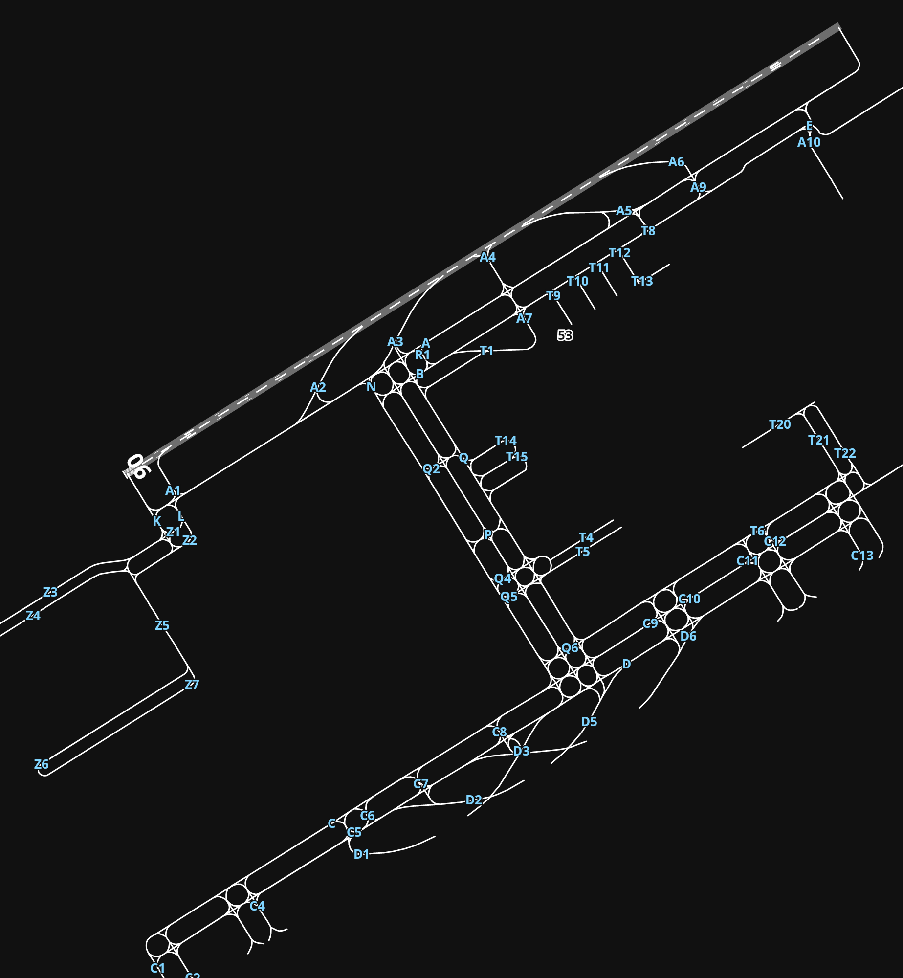 ZSNJ Nanjing Lukou International Airport airport diagram — runways, taxiways and parking stands