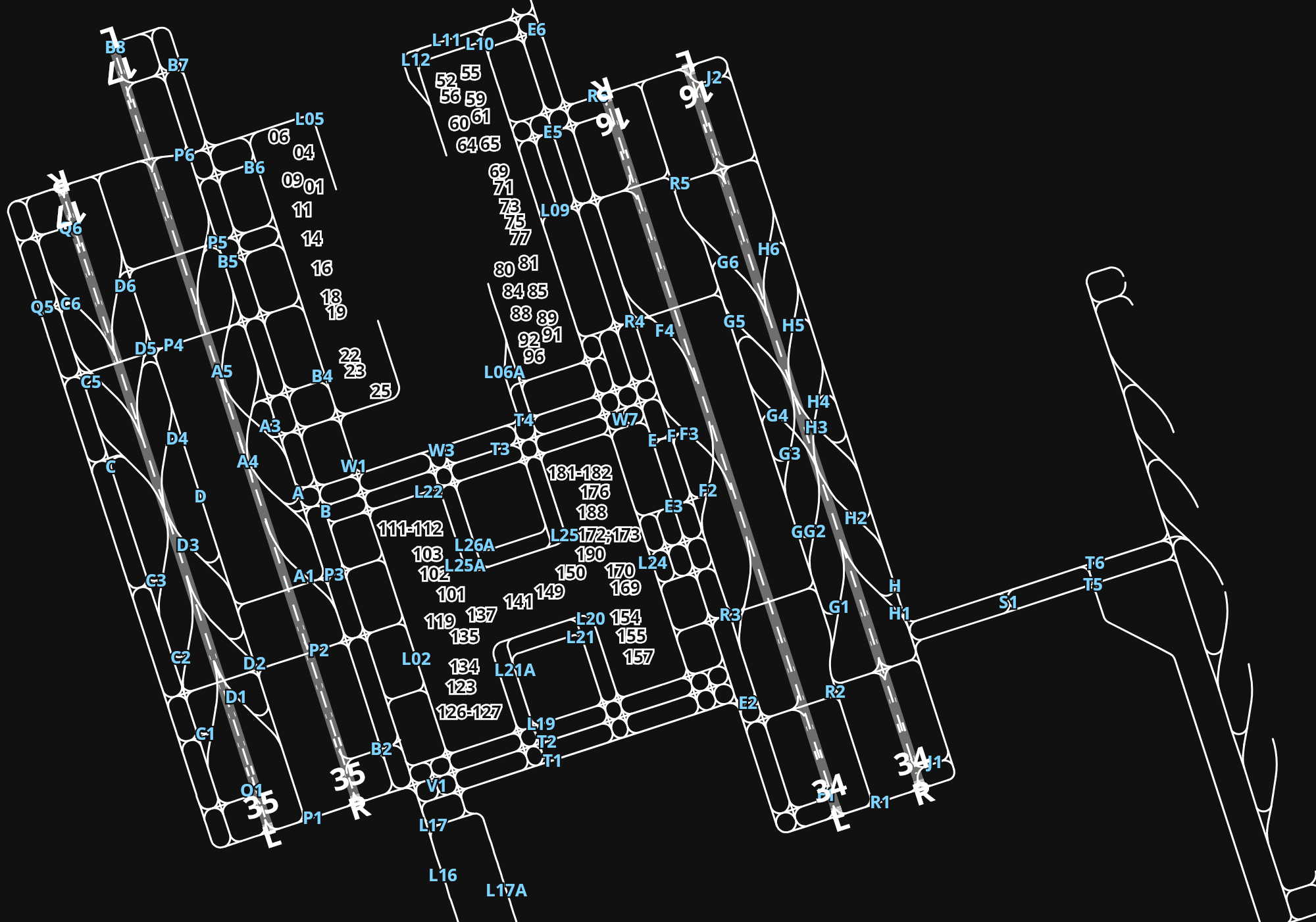 ZSPD Shanghai Pudong International Airport airport diagram — runways, taxiways and parking stands